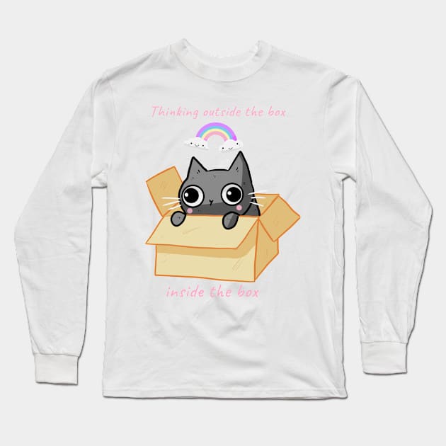 Thinking outside the box inside the box Long Sleeve T-Shirt by Mayarart